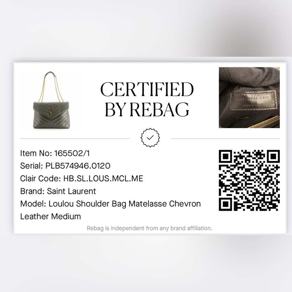 YSL LOULOU MEDIUM CHAIN BAG IN QUILTED "Y" LEATHER Grey PRISTINE Authentic - Picture 16 of 16